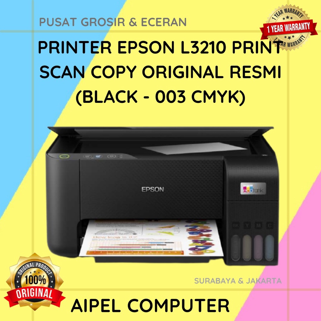 L3210 | PRINTER EPSON L3210 PRINT SCAN COPY ORIGINAL RESMI (BLACK - 003 CMYK)