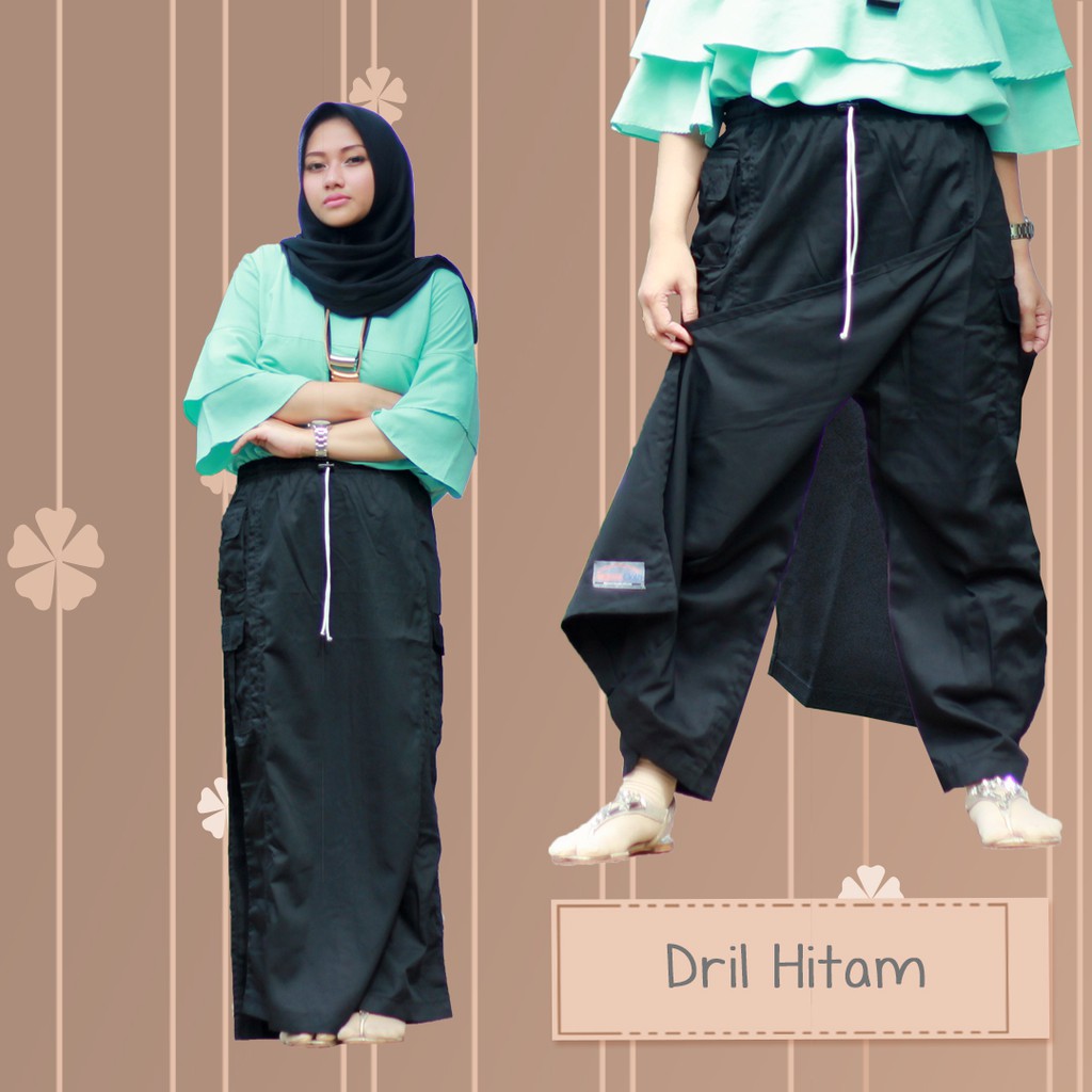 Rok Celana  Muslimah Bahan Drill Warna  Hitam  Jagoan Cloth 