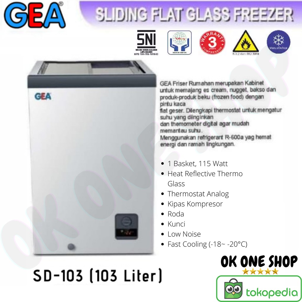 GEA SLIDING FLAT GLASS FREEZER SD-103