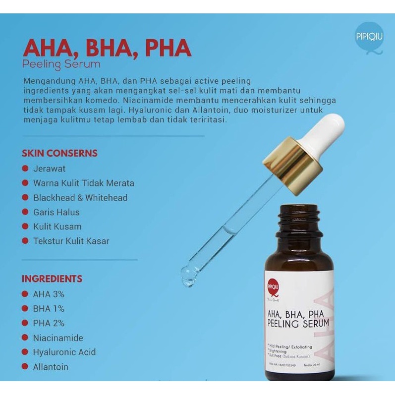 PIPIQIU Serum Gold Plus Vit C Hyaluronic Niacinamide AHA BHA PHA Peeling BPOM (VHI)