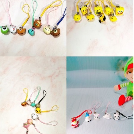 gantungan hp lonceng kecil jingle bells karakter keychain keyring mobile phone straps pendant