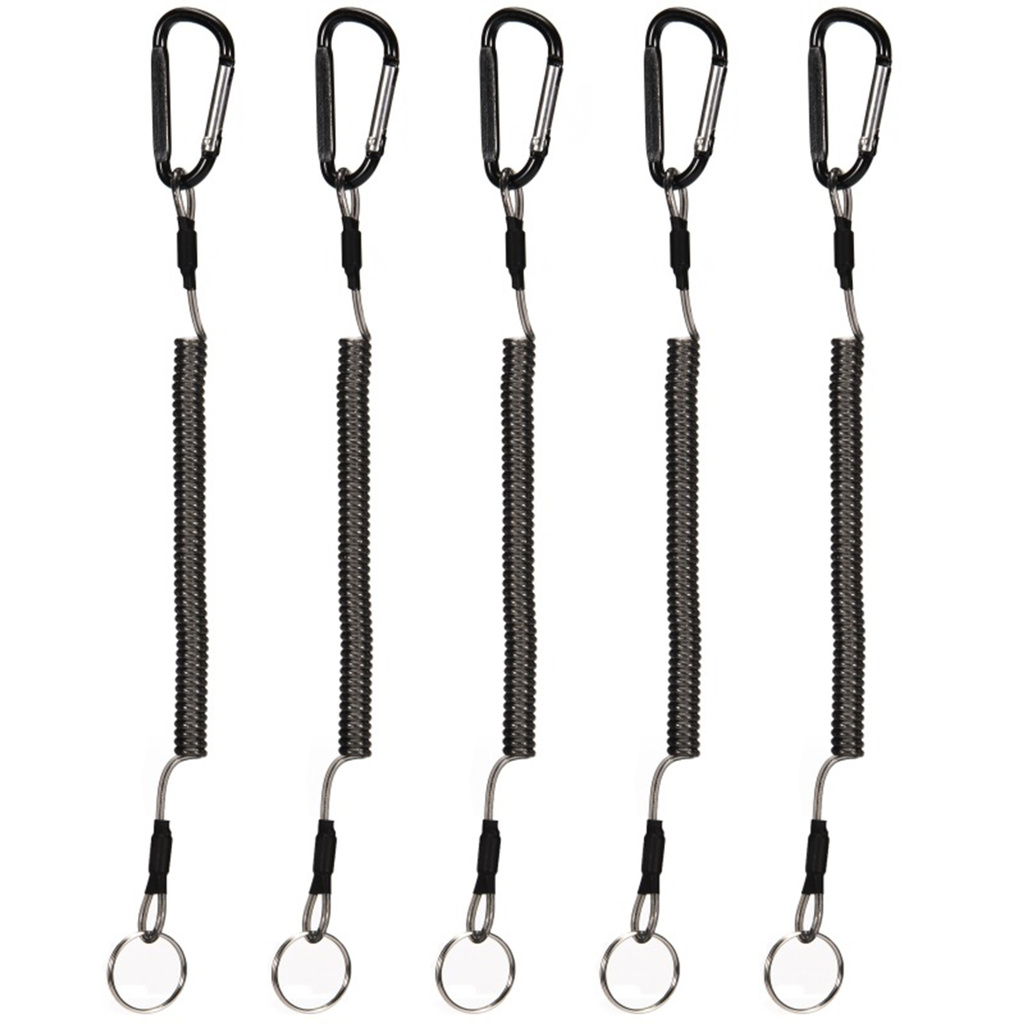 [Jianxin] 5pcs Tali Lanyard Spiral Elastis Portable Untuk Memancing