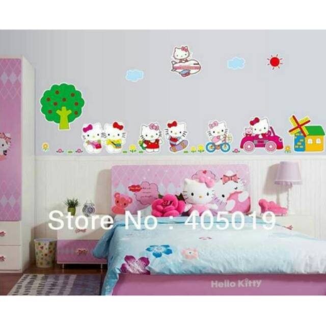 Wallsticker Hello Kitty Travel Hk Animasi Kartun Stiker Dinding Dekorasi Kamar Cat Anak Hk