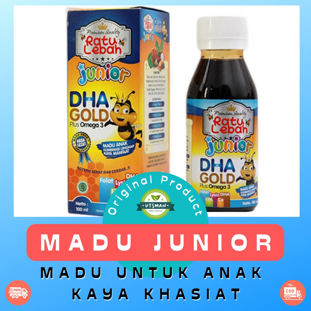 MADU ANAK DHA PLUS OMEGA 3 - MADU ANAK RATU LEBAH JUNIOR DHA GOLD PLUS OMEGA 3