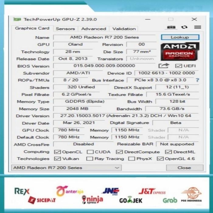 Vga / Vga E-Ffoxpro Amd R7 240 2Gb Ddr5 128Bit Original New  2 Thn Garansi