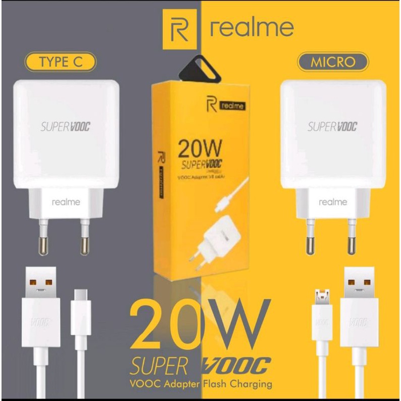 Charger Realme 20W micro usb dan type c Flash Charging Original