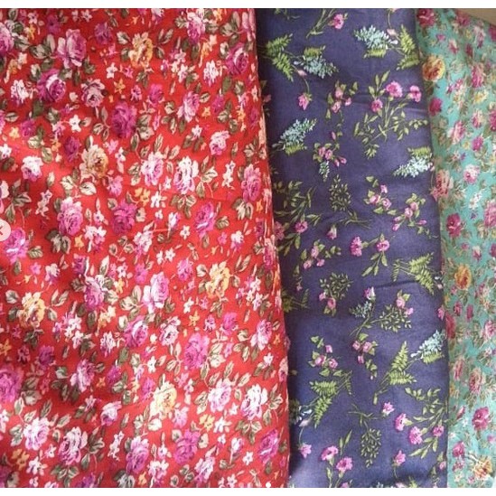Kain katun motif bunga kiloan murah