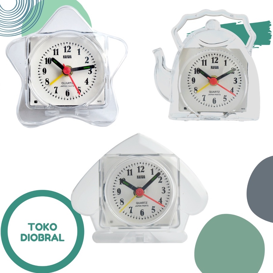 Jam Weker bentuk Teko, Bintang, Rumah Bening Murah Sovenir