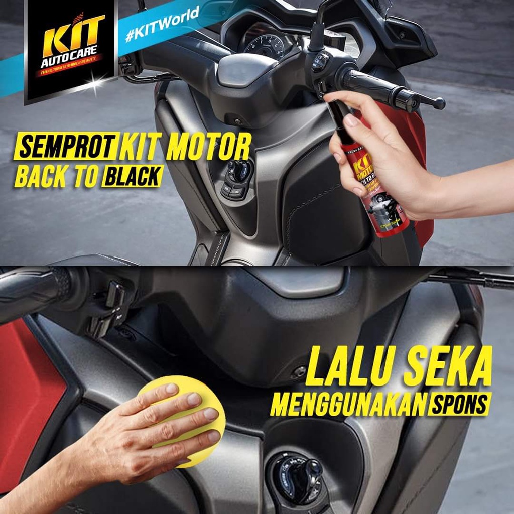 KIT Motor Back To Black 115 ml / Menghitamkan &amp; Mengkilapkan Trim Motor Mobil