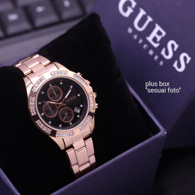 Jam Tangan Guess Wanita Jam Tangan Rantai Stainliss Steel Terlaris Analog