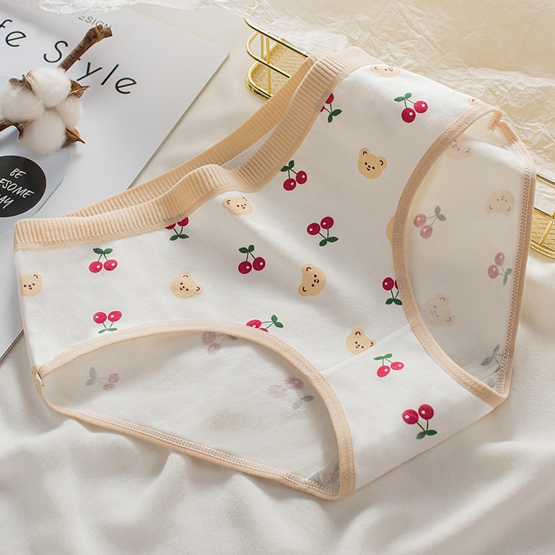 Feminin celana dalam katun wanita kawaii green CD imut-CERI