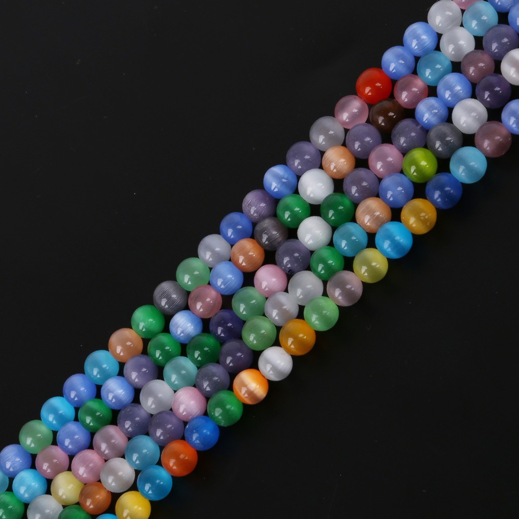 40/50/60100pcs Mixed Color Approx Glass Beads Round Opal Natural Cat Eye Beads For Bracelet Earrings DIY Jewelry Making