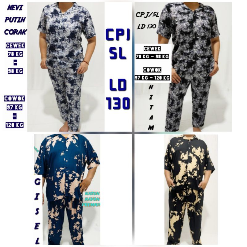 ONE SET RAYON JUMBO LD 130 PIYAMA SETELAN CELANA PANJANG BAJU TIDUR PEREMPUAN BIG SIZE TERBARU