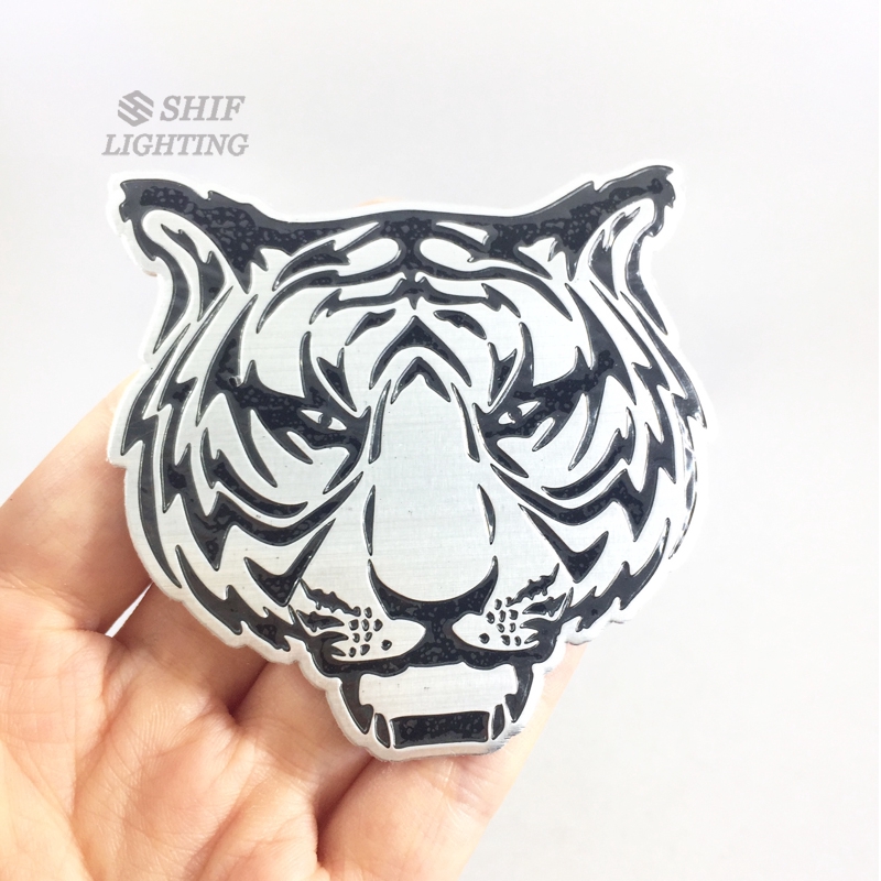 1Pc Stiker Emblem / Badge Bahan Aluminium Motif Harimau untuk Mobil