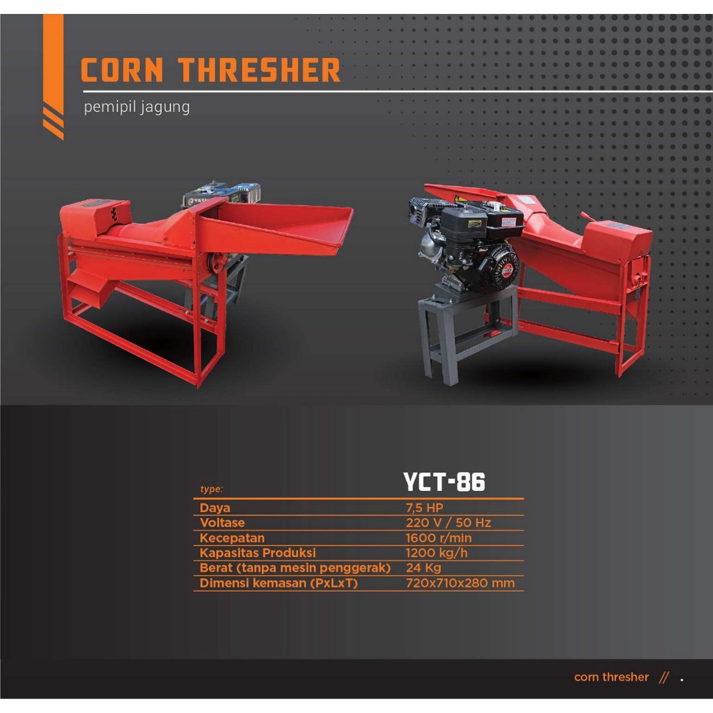 Mesin Pemipil Jagung YASUKA YCT86 / Corn Thresher Machine YCT 86 - Mesin Perontok Jagung YASUKA