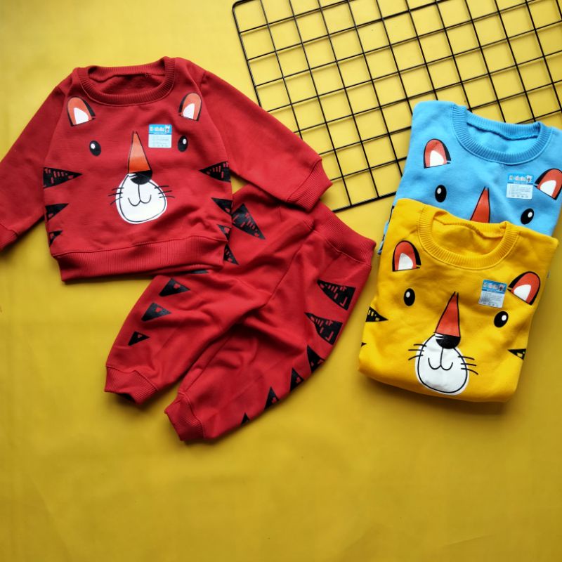 set sweater bayi 0-12 bulan motif harimau