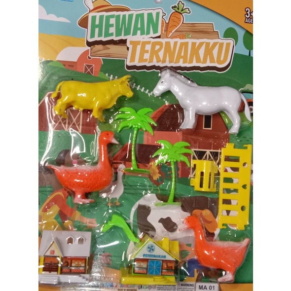 Mainan Edukasi Anak Hewan Ternak Isi 4 Pcs Hewan dan Rumah Kandang MA 01