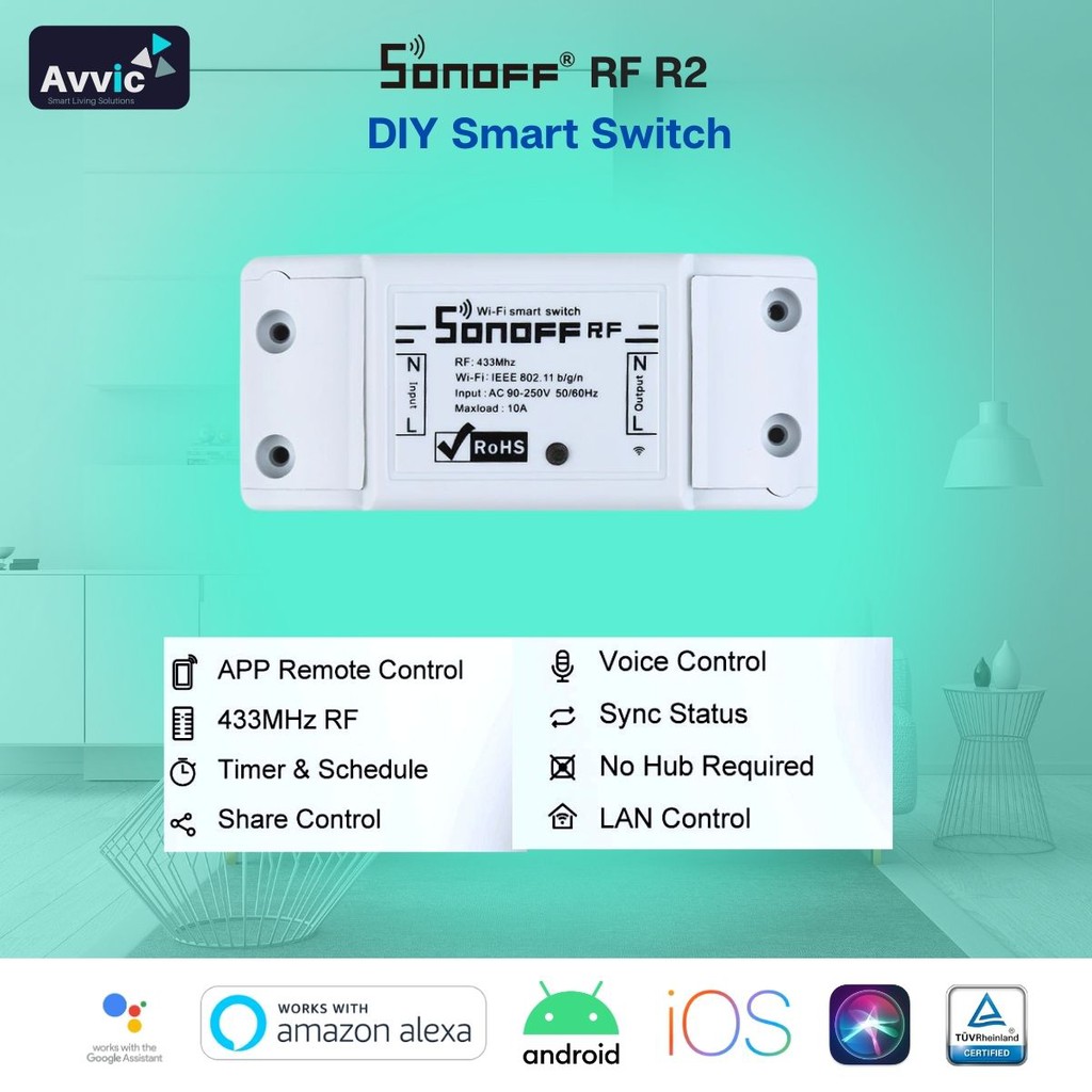 Sonoff RFR2 -Smart Switch Wifi and RF Control-Saklar Pintar Nirkabel Dengan Penerima RF 433Mhz