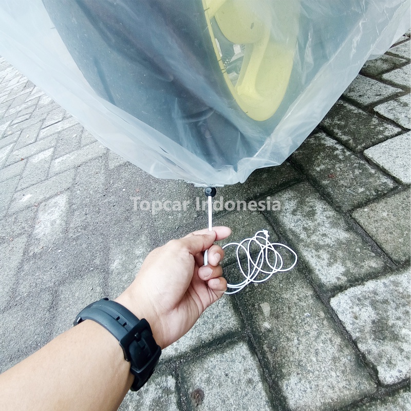 Topcar Cover Motor Yamaha Gear Transparant Plastik Waterproof Indoor Outdoor Anti Air Sarung Pelindung Pembungkus Penutup Body Jok Cat Sepeda Motor Metic Sport Trail Moge