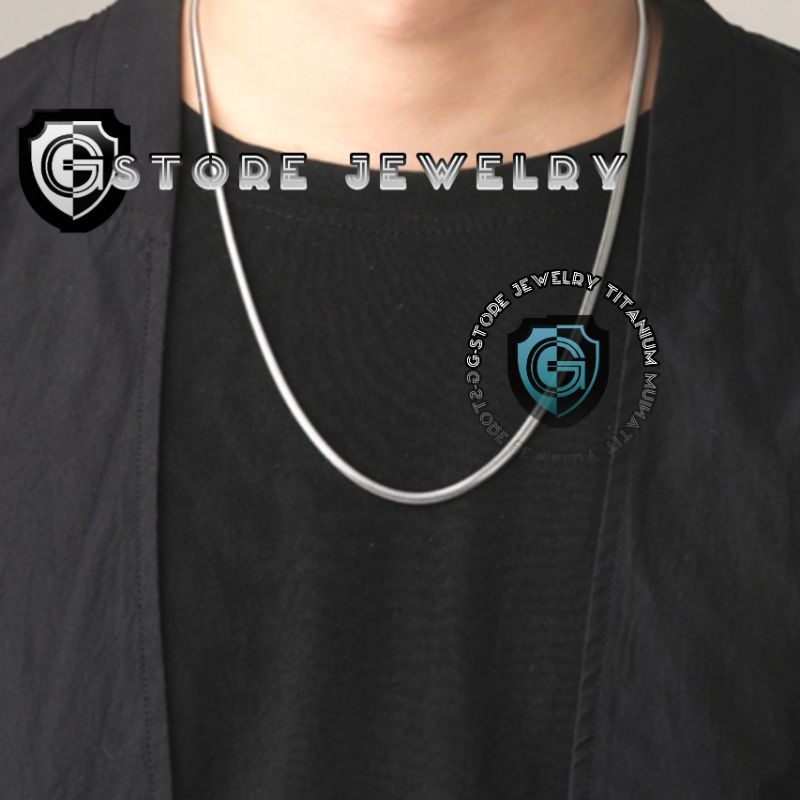 kalung titanium pria wanita cowok cewek keren asli anti karat ori original 100% emas putih silver pe