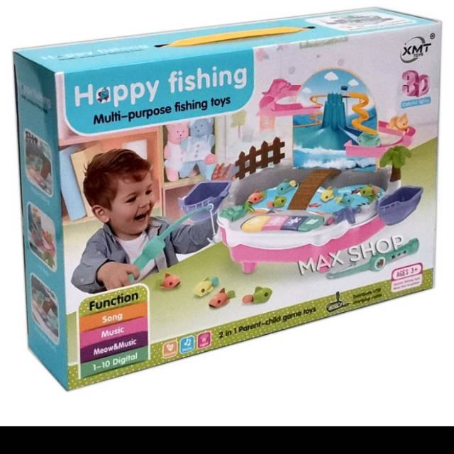 mainan happy fishing 2in1 3d colourfull light mainan ketangkasan anak
