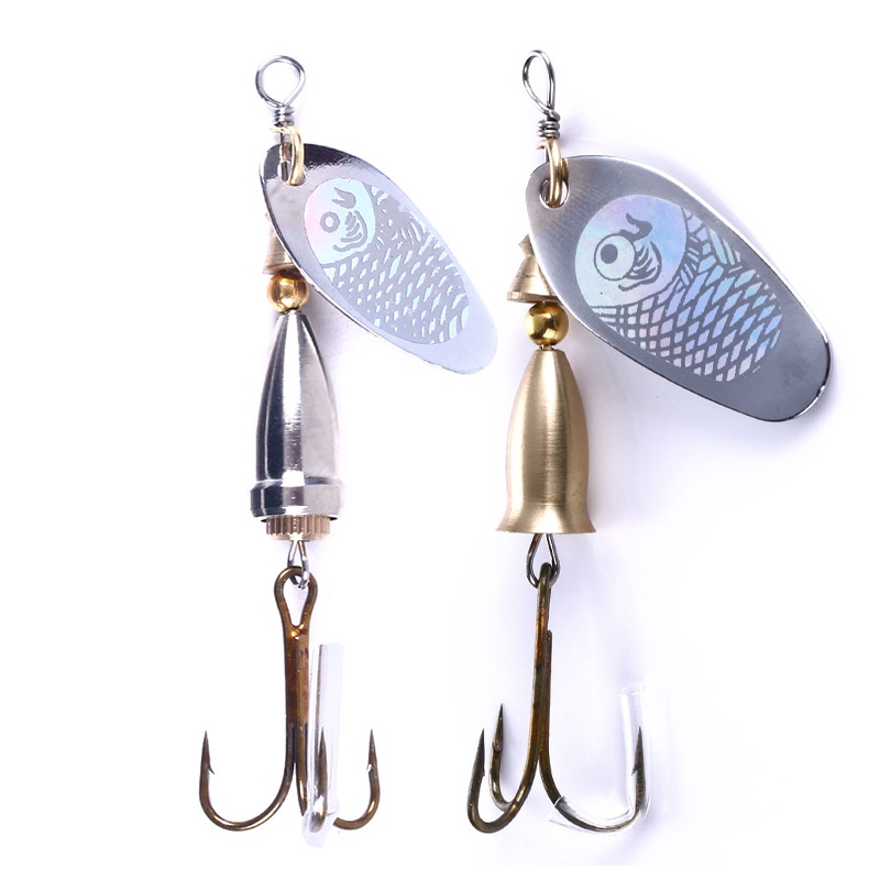 Hengjia 2pcs Umpan Pancing Sendok Spinner Sequin Artifisial 7cm 8.5g Bahan Metal