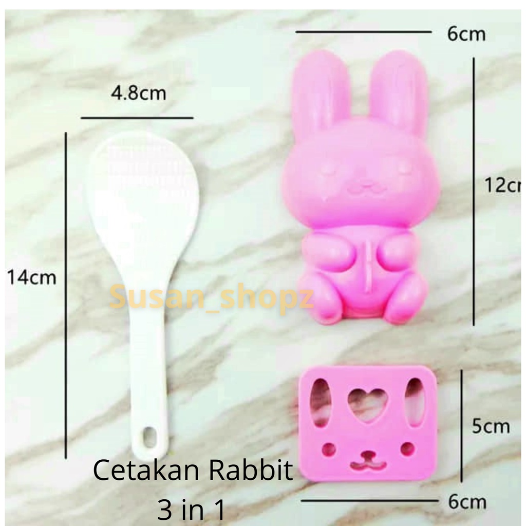 Cetakan Rabbit 3 in 1 Bento Rice Mold