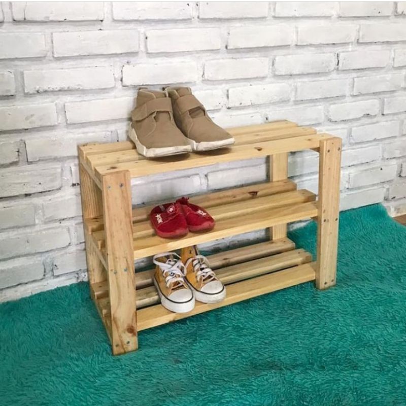 Rak Sepatu Kayu Jati Belanda Simple