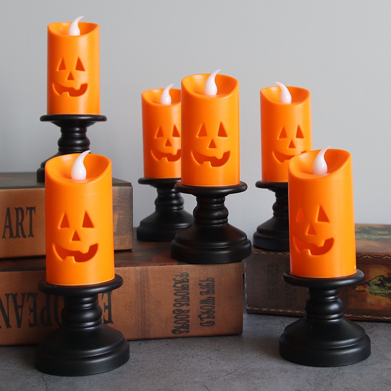 Lampu Lilin Led Bentuk Labu Tengkorak Untuk Dekorasi Pesta Halloween