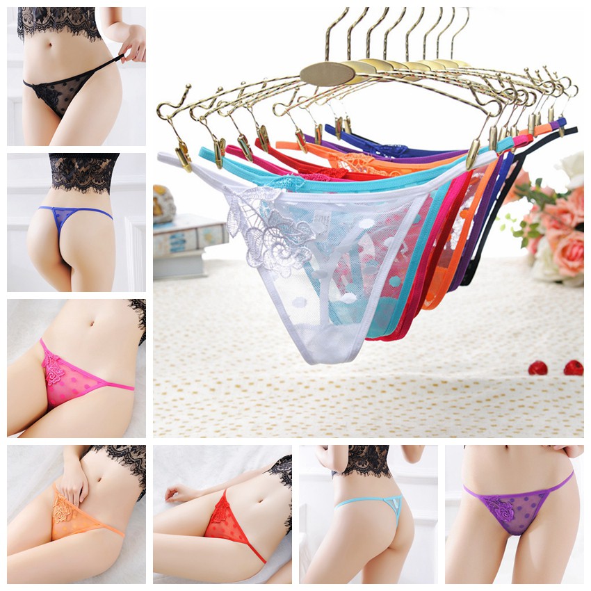 G-String Wanita Sexy thong pola bordir Celana Dalam C129