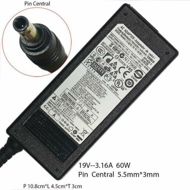 Adaptor charger Laptop Samsung NP270 NP275 NP300 NP355 300E r428 305E 305V 19v 3.16a 5.5 × 3.0mm