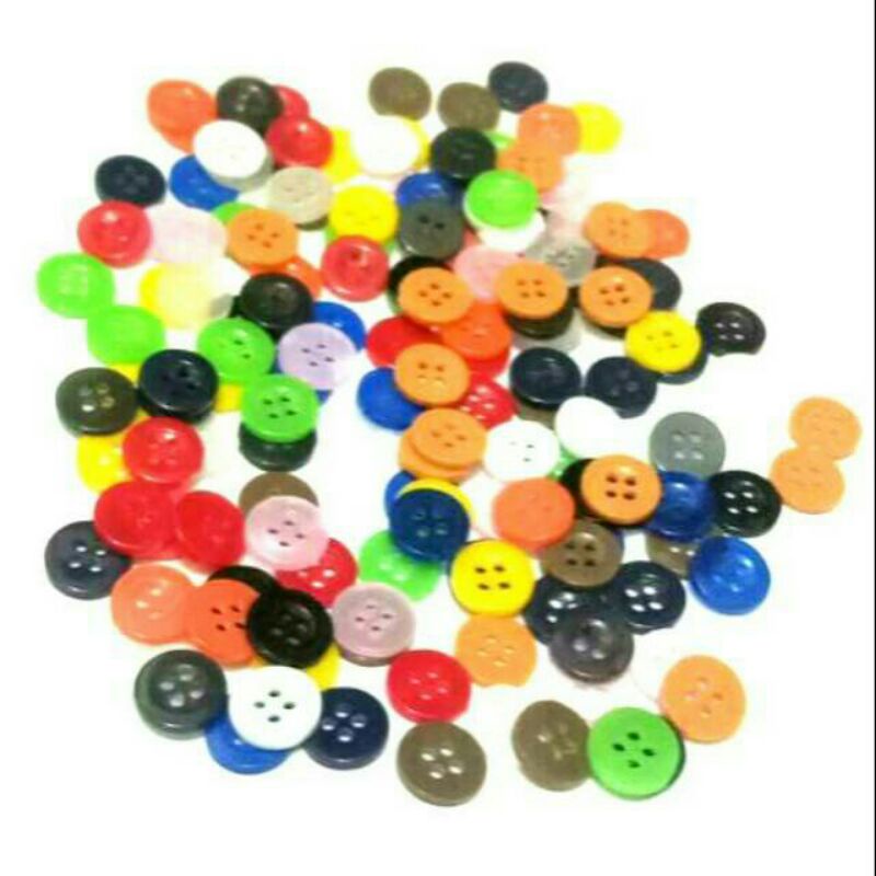 0COD WARNA WARNI (144 PCS) Diameter 11 mm Kancing Kemeja Lubang 4 / Kancing Gepeng Lubang 4