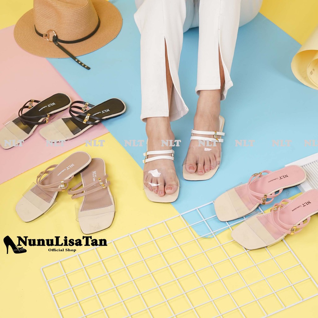 NunuLisaTan CUPID - Terbaru Sendal Sandal Teplek Mika Korea hitam pink mocca putih