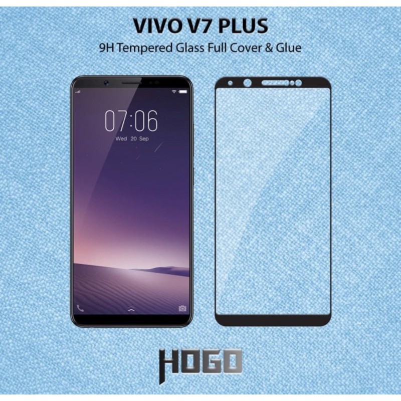 TEMPERED GLASS FULL LEM VIVO V7 PLUS V7+  BLACK WHITE - BC