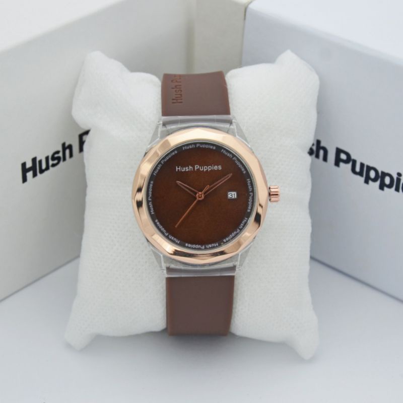 JAM TANGAN HUSH PUPPIES RUBBER  BULAT  JAM TANGAN HUSH PUPPIES WANITA TALI RUBBER