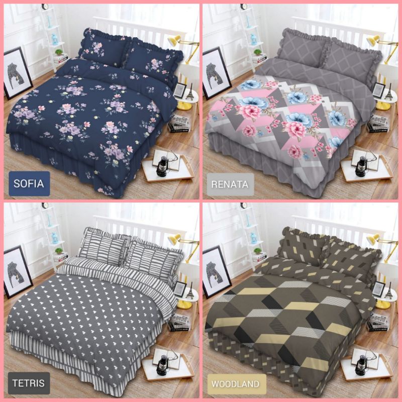 Bedcover set vito Rumbai Ukuran 180x200 Sofia/Tetris/Woodland/Renata/Bloomingdale/Vermillion/Eden/Ar