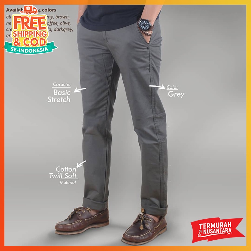 [BISA COD] CELANA CHINO ORIGINAL PRIA SLIM FIT PENSIL BAHAN STRETCH CASUAL FORMAL CHINOS PREMIUM