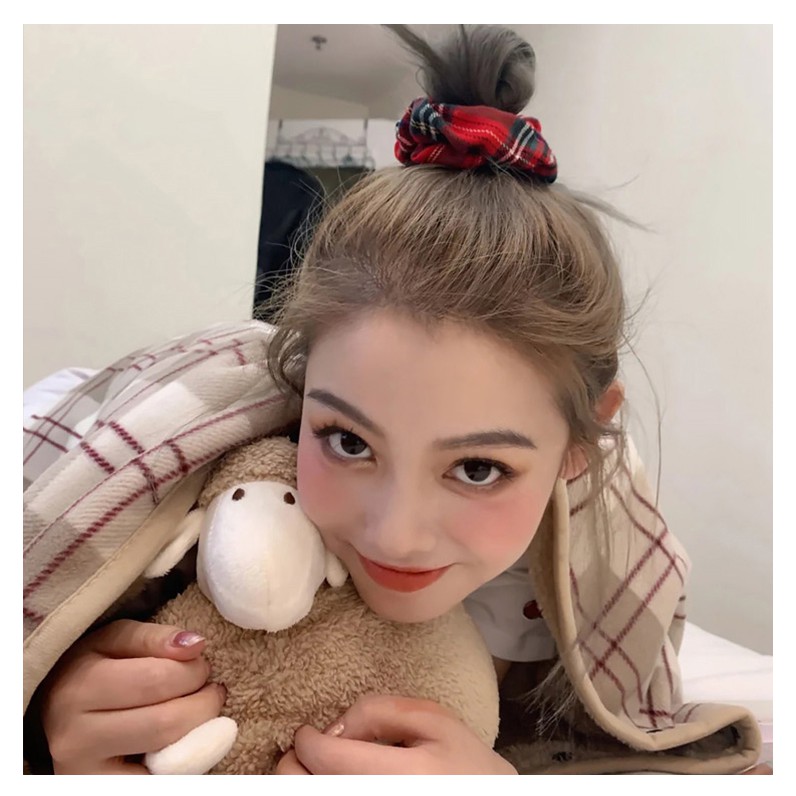 Mysterygirl - Jepit Ikat Rambut Jepitan Hair Ties Jedair Ponytail Model Bunga Daisy Bahan Satin Karet Elastis Gaya Korea Untuk Wanita/scrunchie