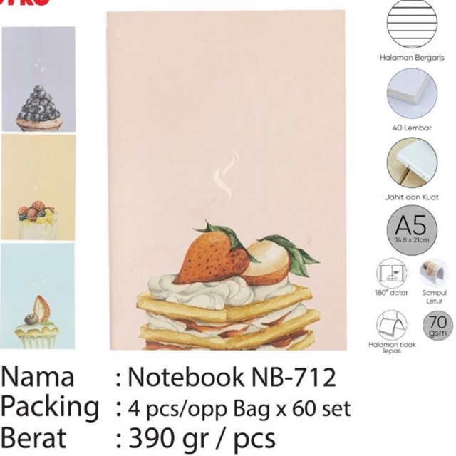 

Notebook / Buku Diary Fancy Bergaris NB-712 Dessert Joyko