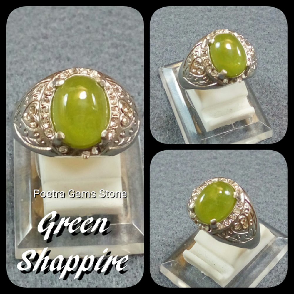 CINCIN NATURAL GREEN SHAPPIRE MEWAH BERKELAS SIZE MINIMALIS