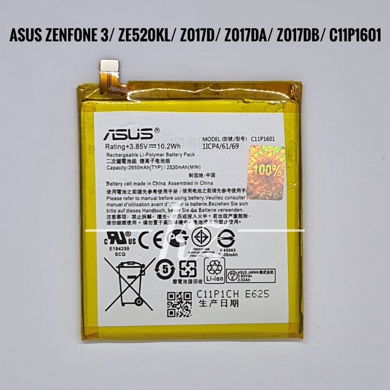 Baterai Batre Asus Zenfone 3 ZE520KL Z017D Z017DA Z017DB Batere Battery Asus C11P1601 Original