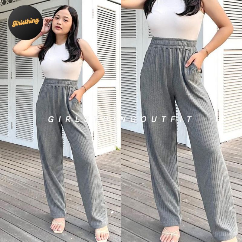 Kulot - NINA - Kulot RIB - Rajut - Celana Panjang Wanita - Fashion Wanita