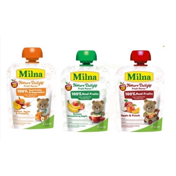 Milna Nature Delight Fruit Puree 80g / jus buah bayi / Mpasi bayi MILNA NATURE DELIGHT Fruit Puree 80g milna puff Mpasi bayi