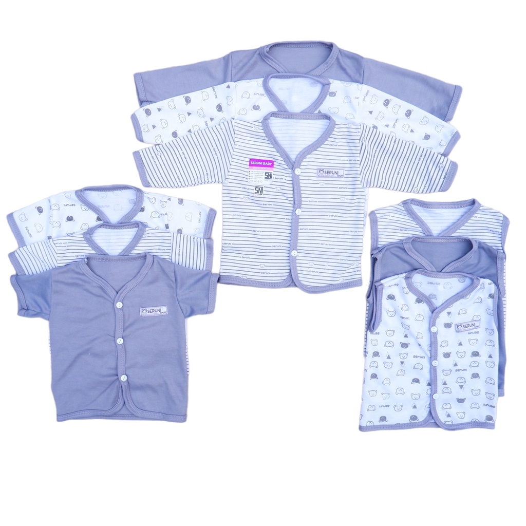 Serian Abu - Paket 18Pcs Baju Bayi Baru Lahir 0-4 Bulan SERUNI BABY SNI (FREE STK)