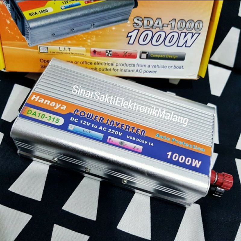 Power Inverter 1000 Watt DC to AC Pengubah Arus Aki DC 12v ke AC 220v 1000W W Perubah Arus Listrik Hanaya Malang