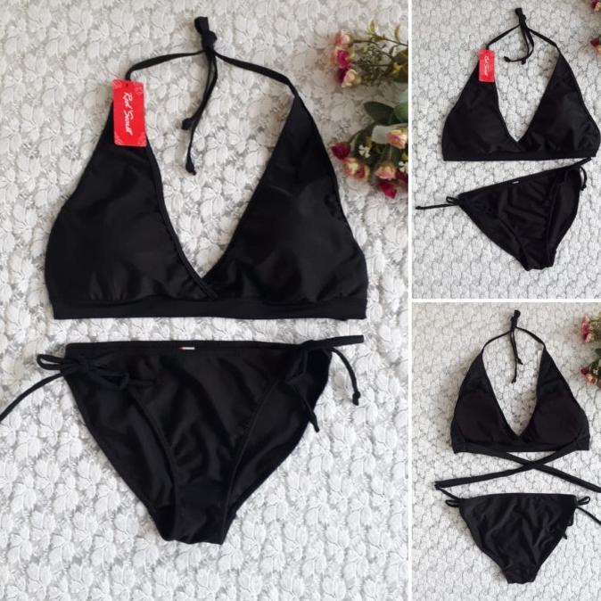 BIKINI BK.3303.HITAM - BIKINI PANTAI SEGITIGA IKAT TALI LEBAR BIKINI BEACHWEAR WANITA