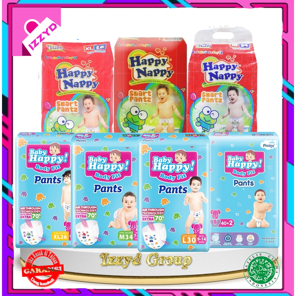 Baby Happy Baby happy popok celana happy nappy active pants pants S, M, L, XL, XXL Popok bayi