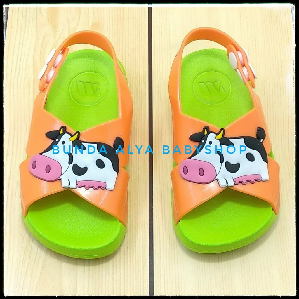 Sandal Anak Laki Laki 6 Bulan 1 2 Tahun HIJAU COW  Karet Lentur - Sendal Anak Karet Anti Licin Tali Silang Size 18 - 23