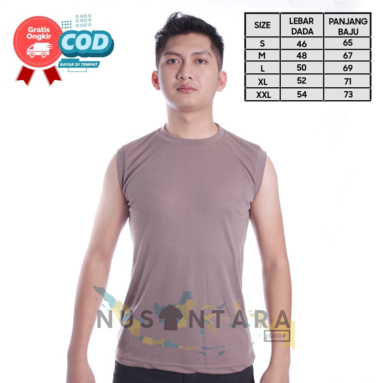 Satpam Kaos Singlet Security Kaos Lekmong Polisi Terbaru Polos Kerah Pendek Warna Coklat