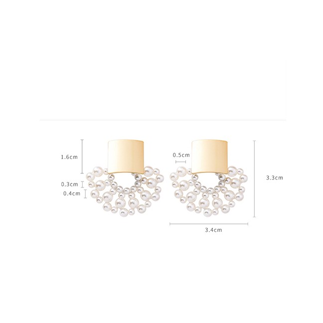 LRC Anting Tusuk Sweet Gold Color Full Pearls Design Hollow Out Earrings F22018